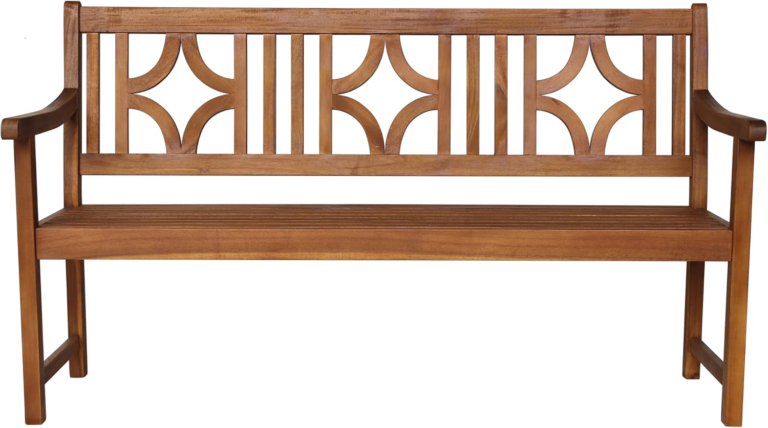 JONATHAN Y BNH100A Sloane 59.1' 3-Seat Ogee Diamond-Back 600-Lbs Support Acacia Wood Outdoor Garden Patio Bench for Garden, Lawn, Backyard, Pool, Deck, Beach, Firepit, Teak