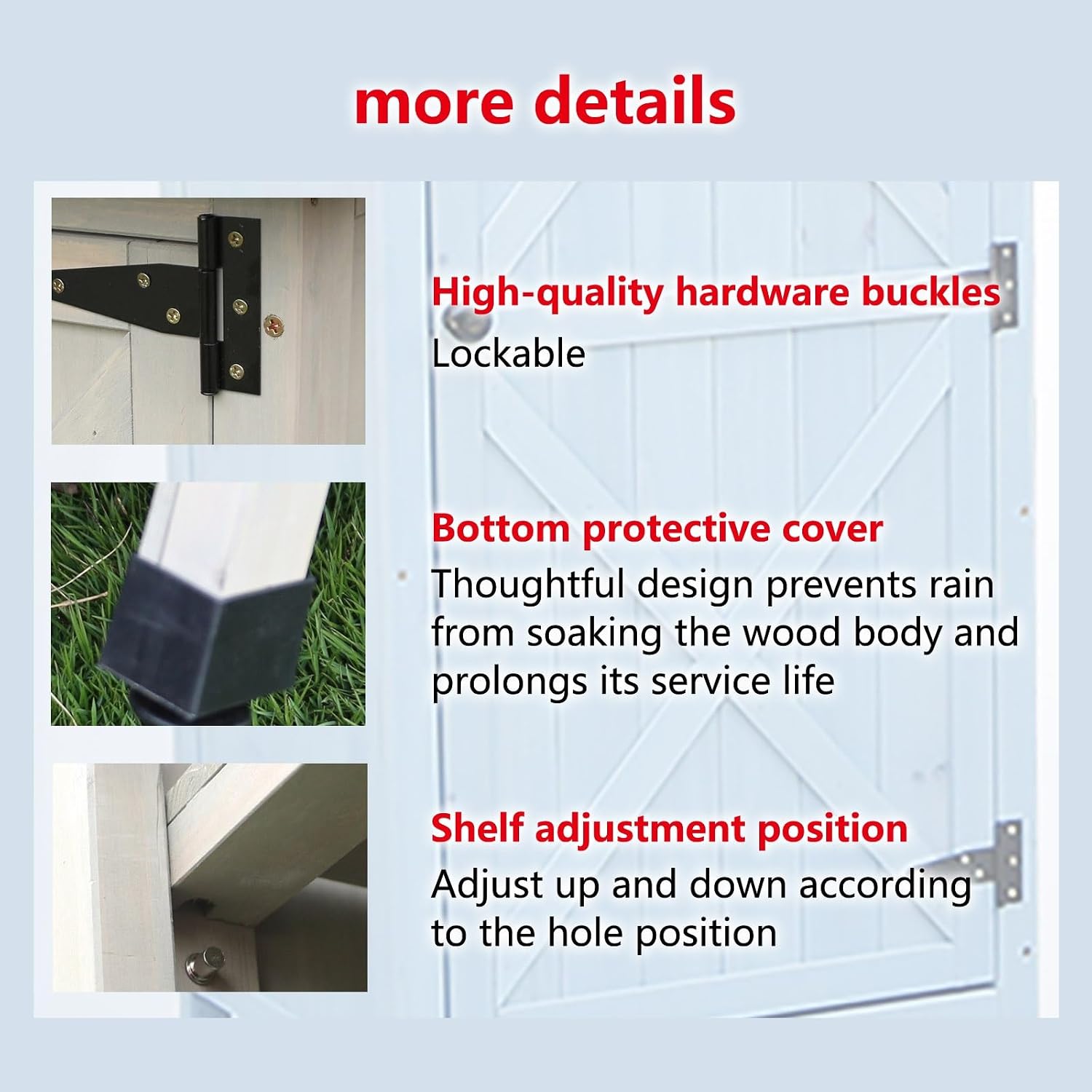 FORRTY Outdoor Storage Box Waterproof Outdoor Container Deck Box Solid Wood Material is Strong and Durable Three-layer Storage Space with Adjustable Splint(Beige)