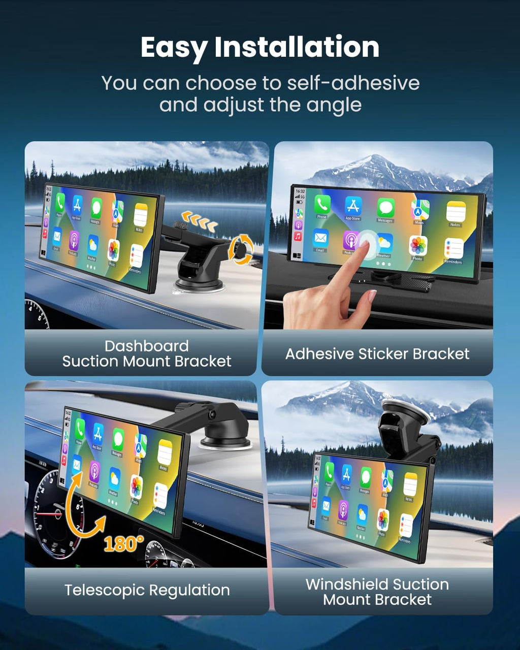 Largest 11.5'Wireless CarPlay Screen for Car,Portable A-pple Car Play & Android Auto,HD Touchscreen with 4K Dash Cam,Backup Camera,Bluetooth, Navigation,Voice Control,GPS,Mirror Link, for All Vehicles