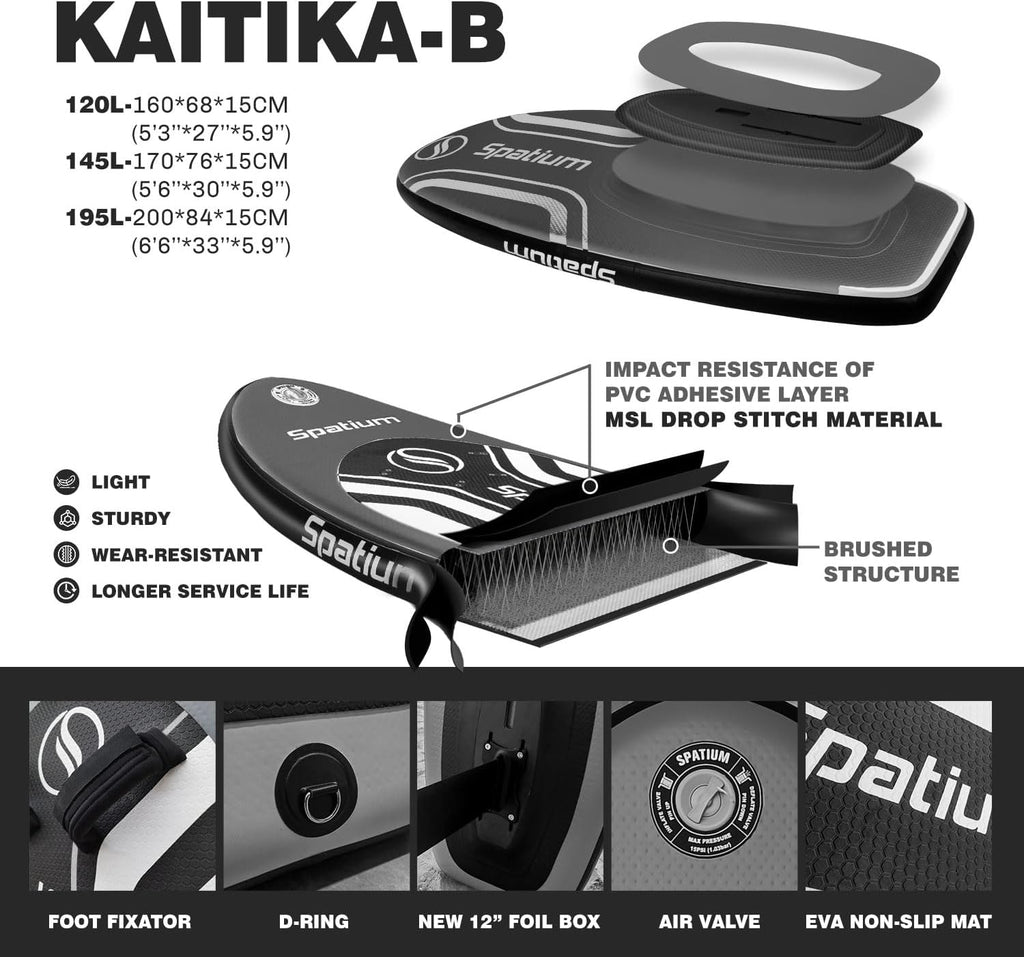 Spatium Unpowered Hydrofoil Boards Inflatable Foil Board Foiling Surfing with F200 Foil Boarding Without Motor