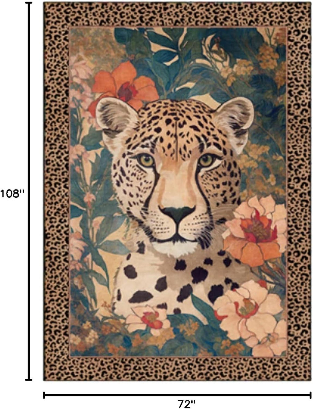 Luxury Living Room Leopard Printed Area Rug Boho Cheetah Rugs 6by9ft for Bedroom Study Room Washable Non Skid Decorative Floor Mats