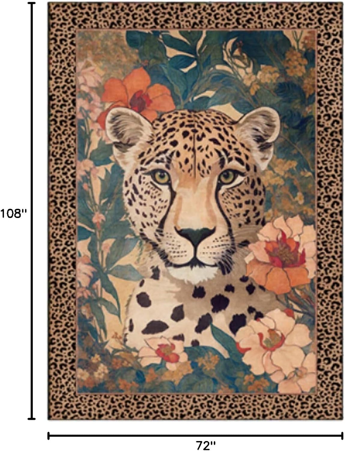 Luxury Living Room Leopard Printed Area Rug Boho Cheetah Rugs 6by9ft for Bedroom Study Room Washable Non Skid Decorative Floor Mats