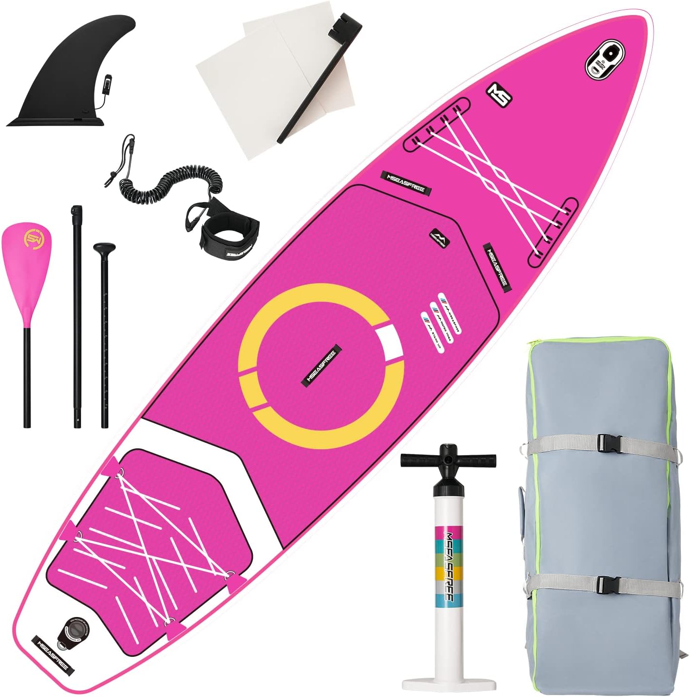 Inflatable Paddle Board 9.9'x33 x5 with Premium SUP Accessories & Backpack, Wide Stance, Bottom Fin for Paddling, Paddle, Leash, Surf Control, for Youth & Adult