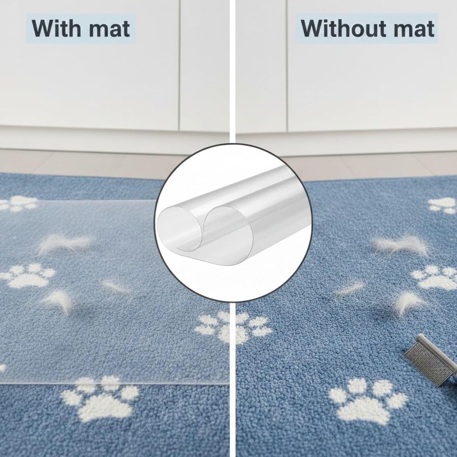 Clear PVC Plastic Office Chair Mat for Carpet，Easy Clean Desk Chair Mat for Hardwood Floor，Heavy Duty Desk Mats，0.08in Plastic Floor Mats for Office, Non-Slip, Rounded Corners(70' x 88')
