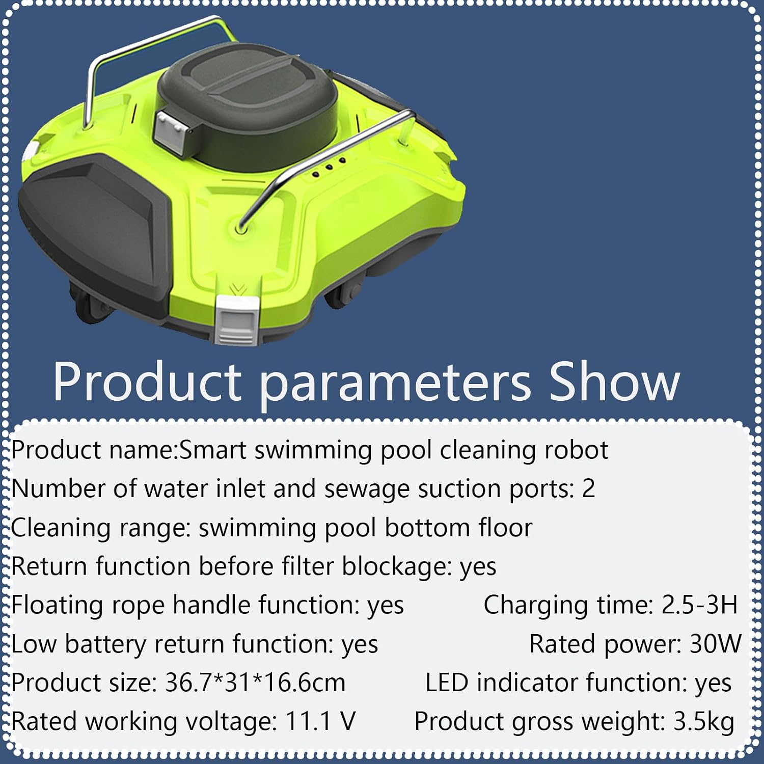 Cleaner Automatic Cordless Robotic Pool Robot,Cordless Pool Cleaner Automatic,Cordless Automatic Pool Vacuum Cleaner,with Strong Suction,Automatically Dock