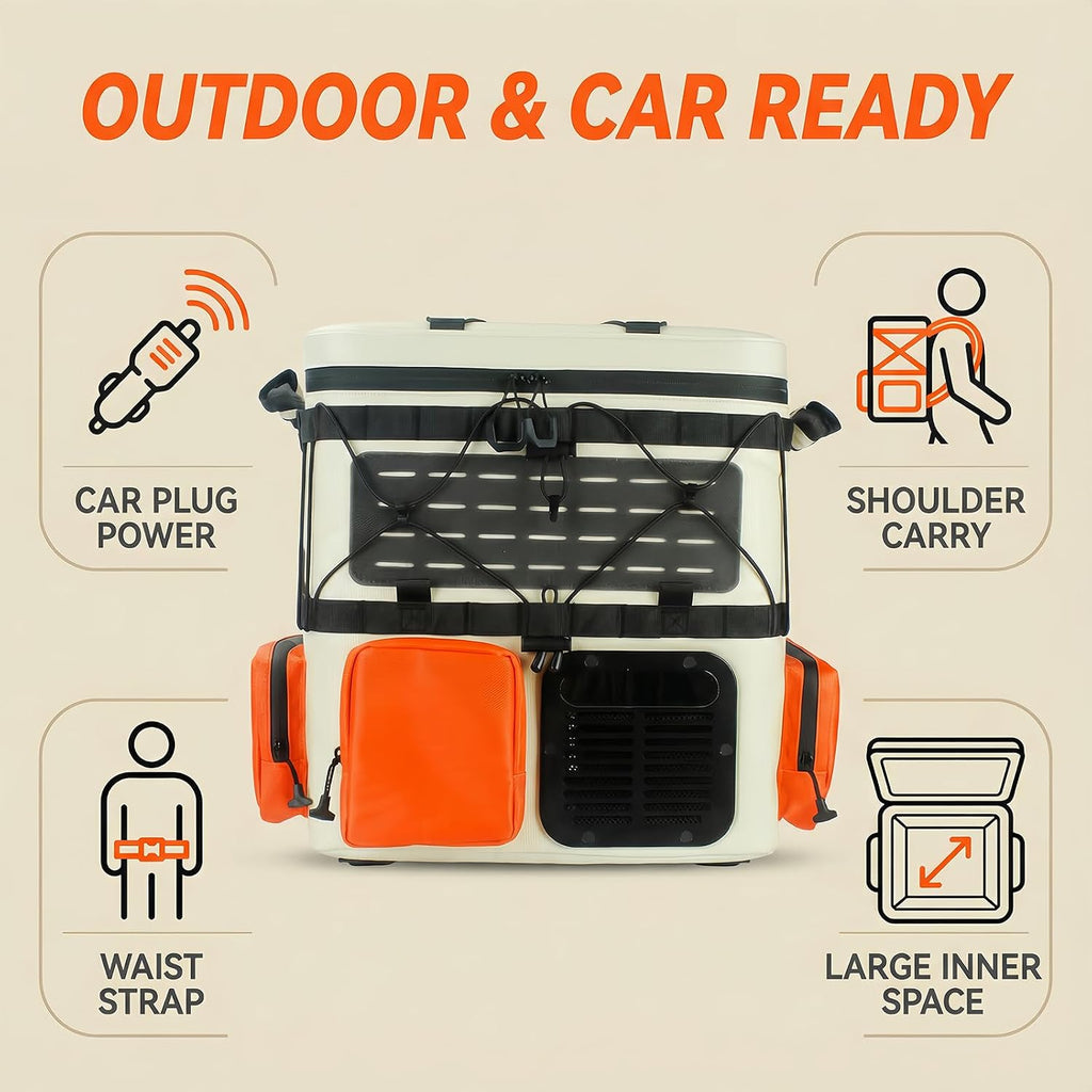 Bxiadbzl Backpack Car Refrigerator 19QT/18L - 12V DC/AC Compressor Cooler, -4~68℉ Quick Freeze for Truck,RV,Camping