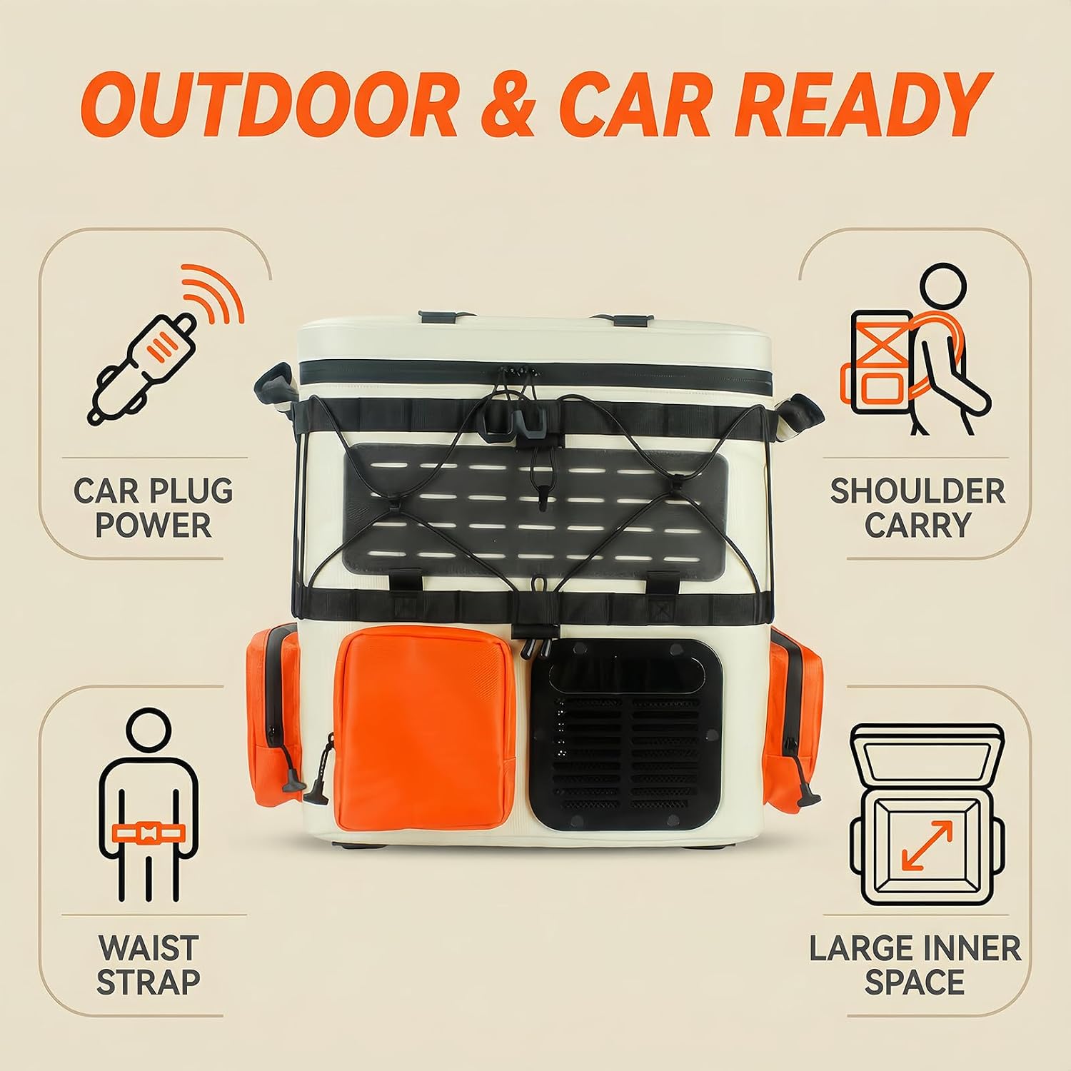 Bxiadbzl Backpack Car Refrigerator 19QT/18L - 12V DC/AC Compressor Cooler, -4~68℉ Quick Freeze for Truck,RV,Camping