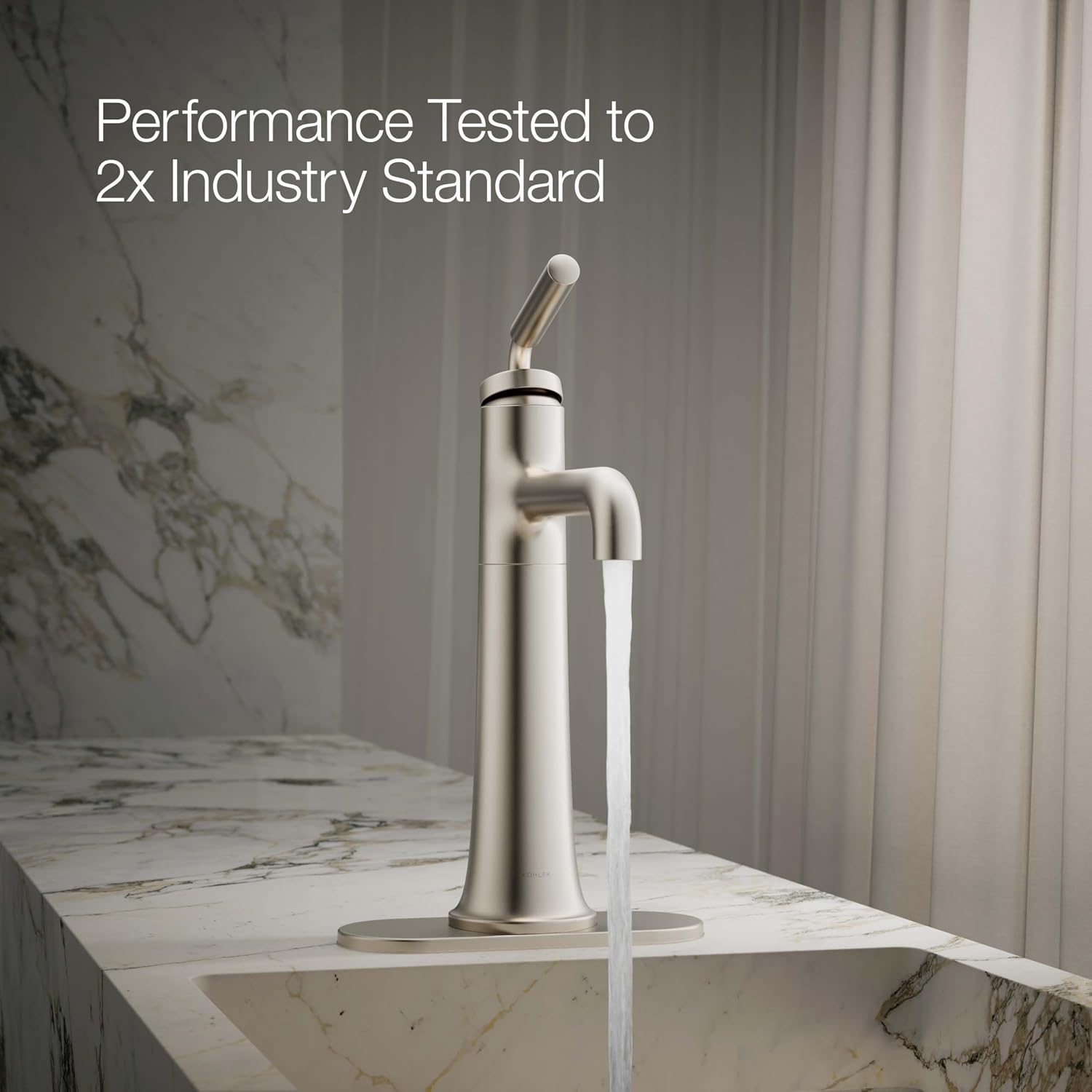 KOHLER 26437-4N-BN Tone K-26437-4N-BN ToneTall Single Handle Bathroom Sink Faucet, 5 GPM, Vibrant Brushed Nickel