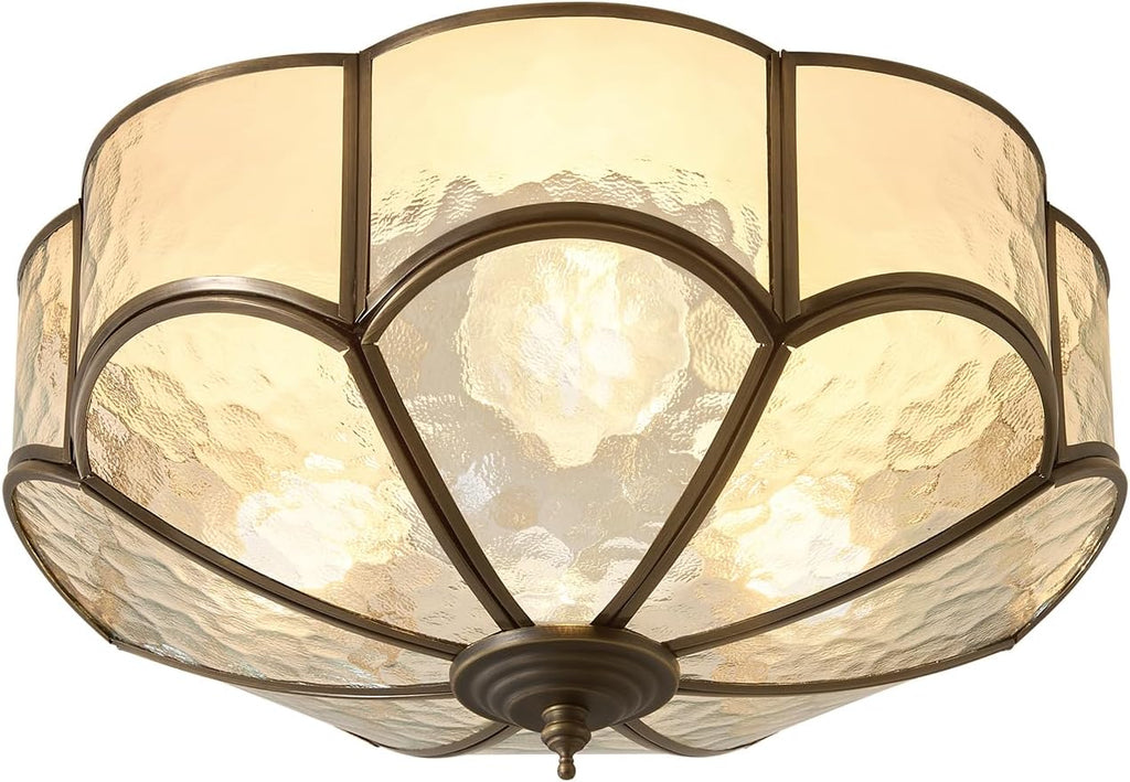 Vintage Black Glass Ceiling Light - Small 11.8 in Bronze Mid Century Flush Mount Lighting Fixtures - Art Deco Antique Modern Lamps for Hallway Bedroom Kitchen Entryway Farmhouse Bathroom Hall Laundry