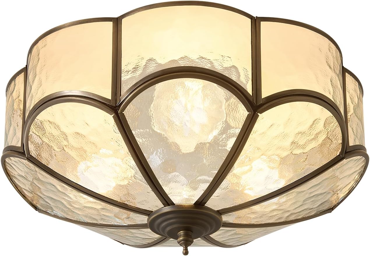 Vintage Black Glass Ceiling Light - Small 11.8 in Bronze Mid Century Flush Mount Lighting Fixtures - Art Deco Antique Modern Lamps for Hallway Bedroom Kitchen Entryway Farmhouse Bathroom Hall Laundry