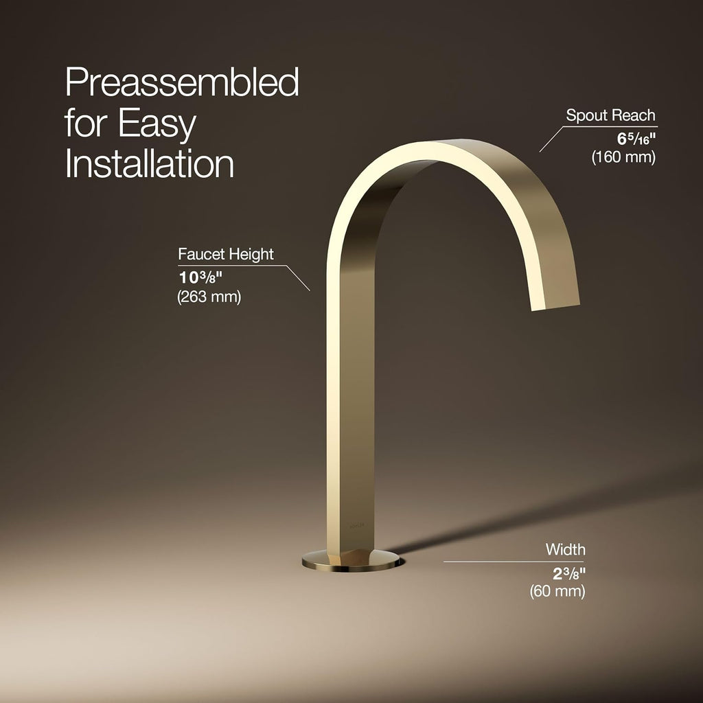 Kohler 77968-AF Components® Bathroom Sink Faucet spout with Ribbon Design, 1.2 gpm, Vibrant French Gold