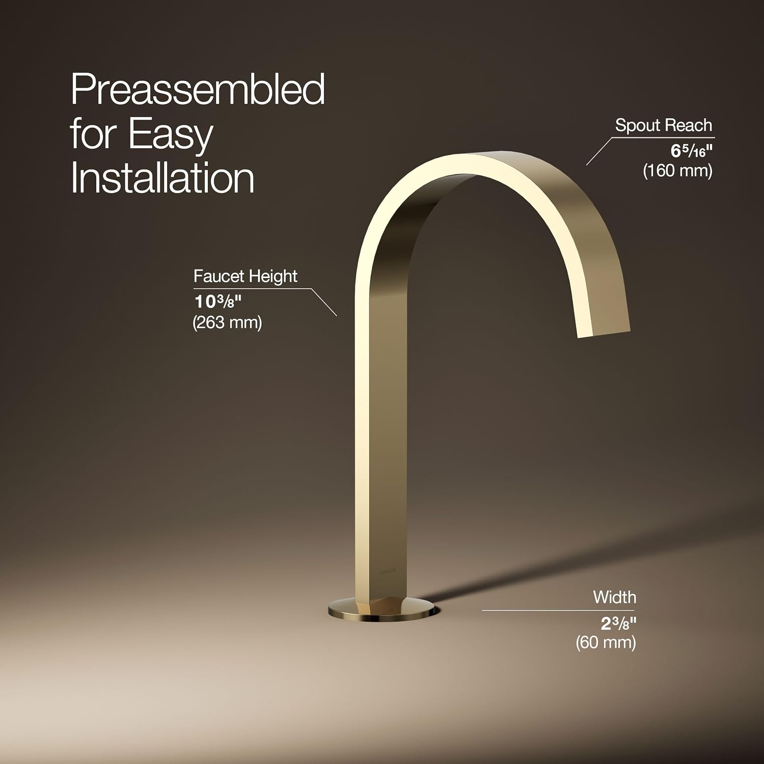 Kohler 77968-AF Components® Bathroom Sink Faucet spout with Ribbon Design, 1.2 gpm, Vibrant French Gold