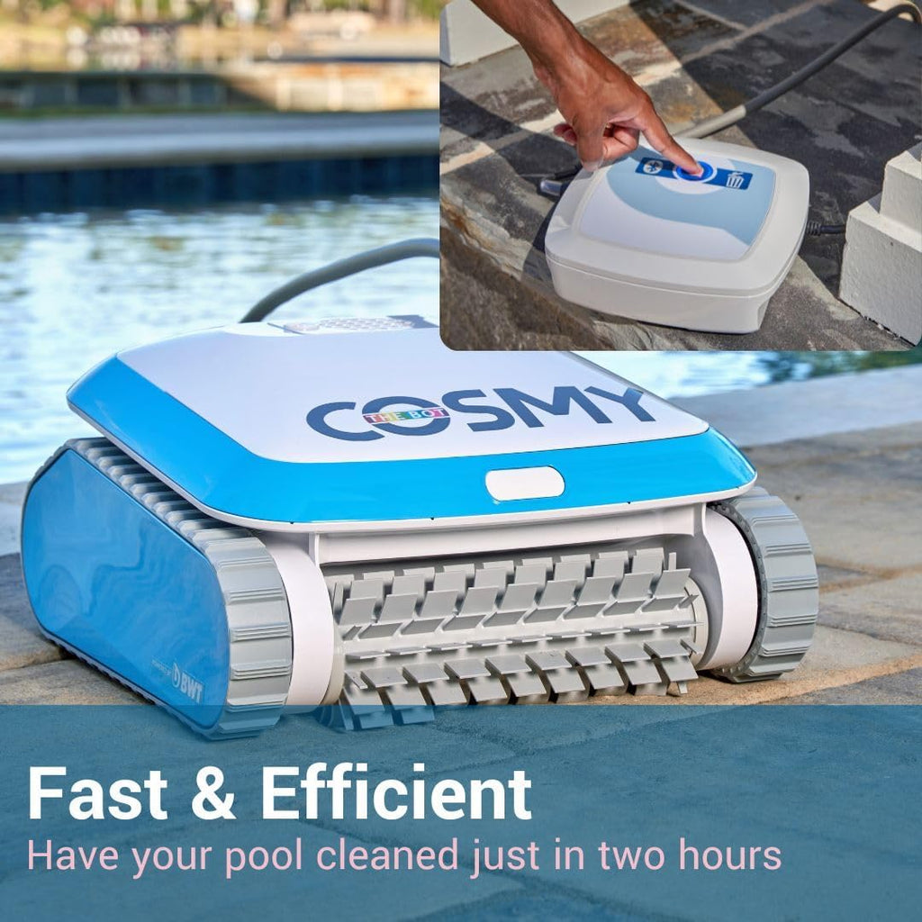 BWT's Cosmy The Bot 150 Robotic Vacuum Pool Cleaner - Memorial Day Edition - Wall Climbing & Smart Navigation - Cleans Pool in 2 Hours - Easy Filter Access - Up to 33 feet