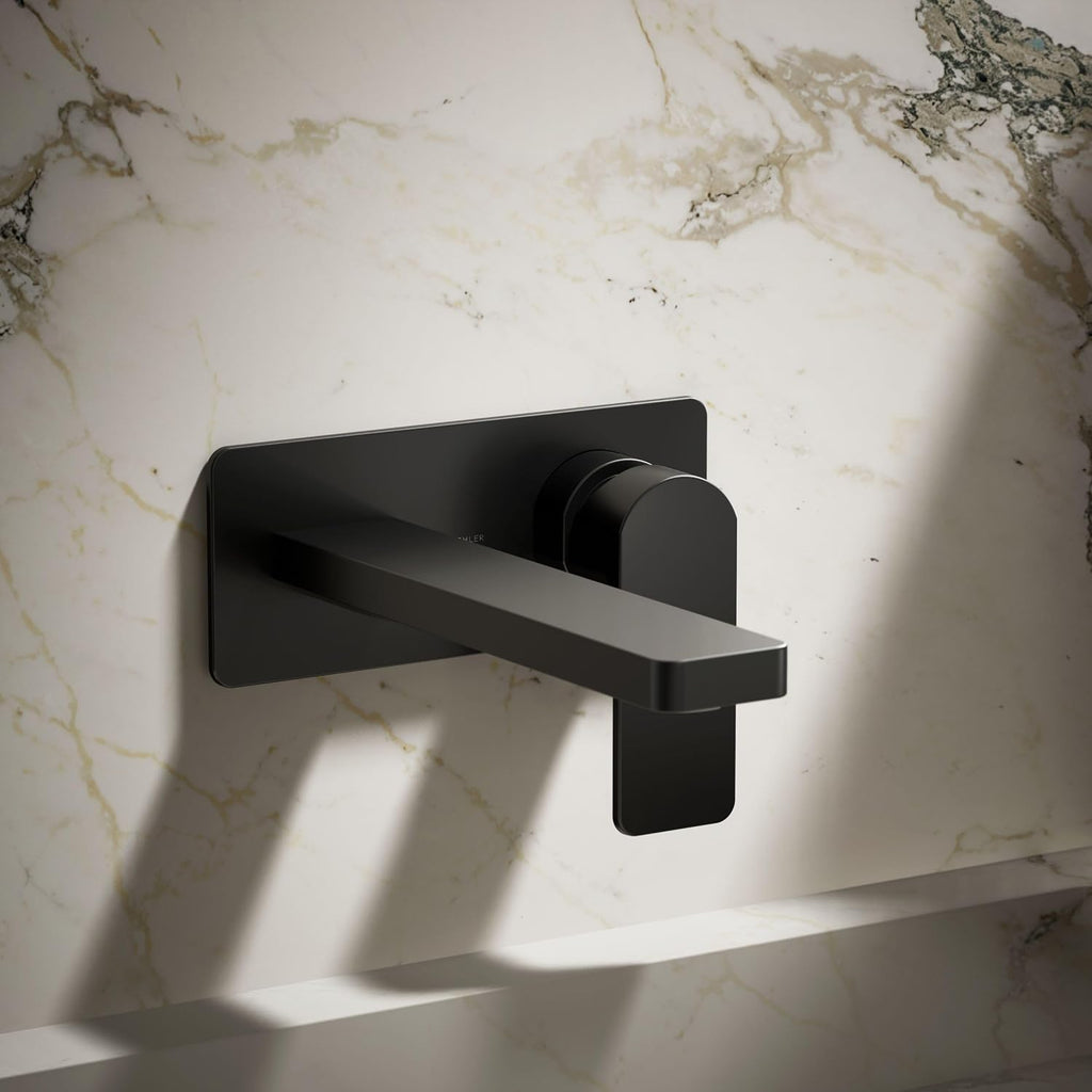 Kohler 22567-4-BL Parallel® Wall-Mount Single-Handle Bathroom Sink Faucet, 1.2 gpm, Matte Black