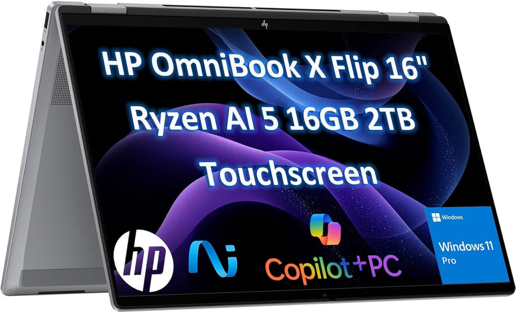 HP OmniBook X Flip (Next Gen Envy x360) 2-in-1 Touchscreen Laptop (16' FHD+, AMD Ryzen AI 5 340 (> Intel i7-1355U), 16GB DDR5 RAM, 2TB SSD) AI Copilot+ PC for Designer, Creator, Backlit, Win 11 Pro