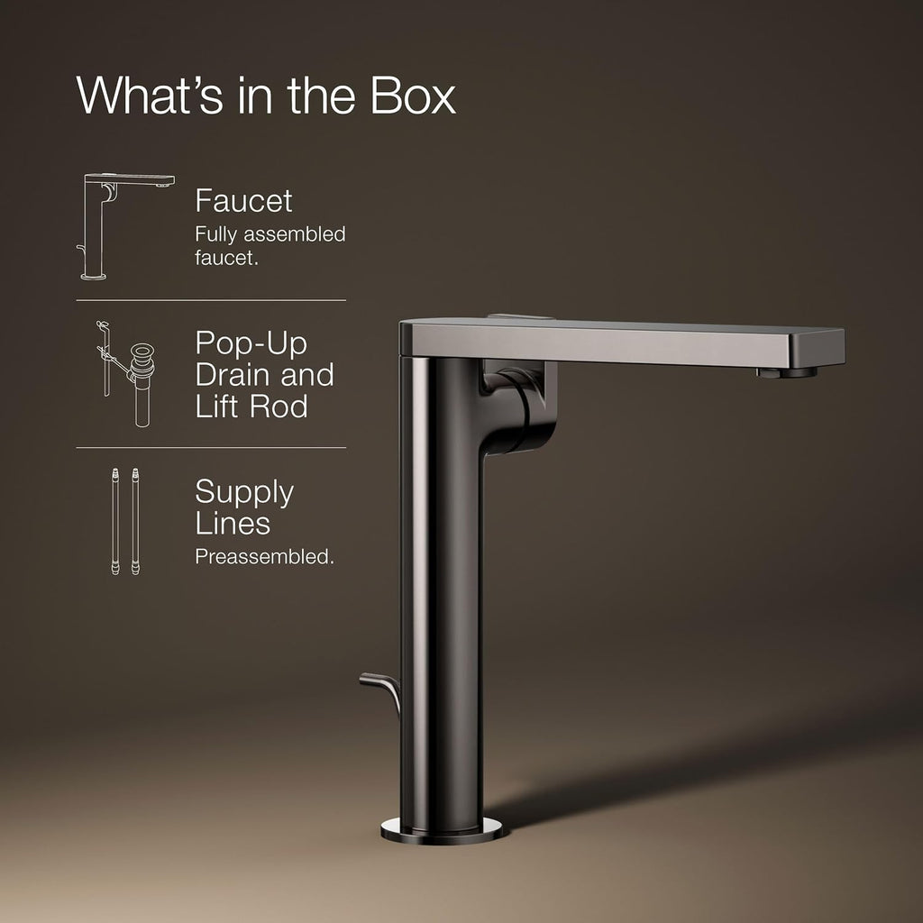 Kohler 73168-4-TT Composed® Tall Single-Handle Bathroom Sink Faucet with Lever Handle, 1.2 gpm, Vibrant Titanium
