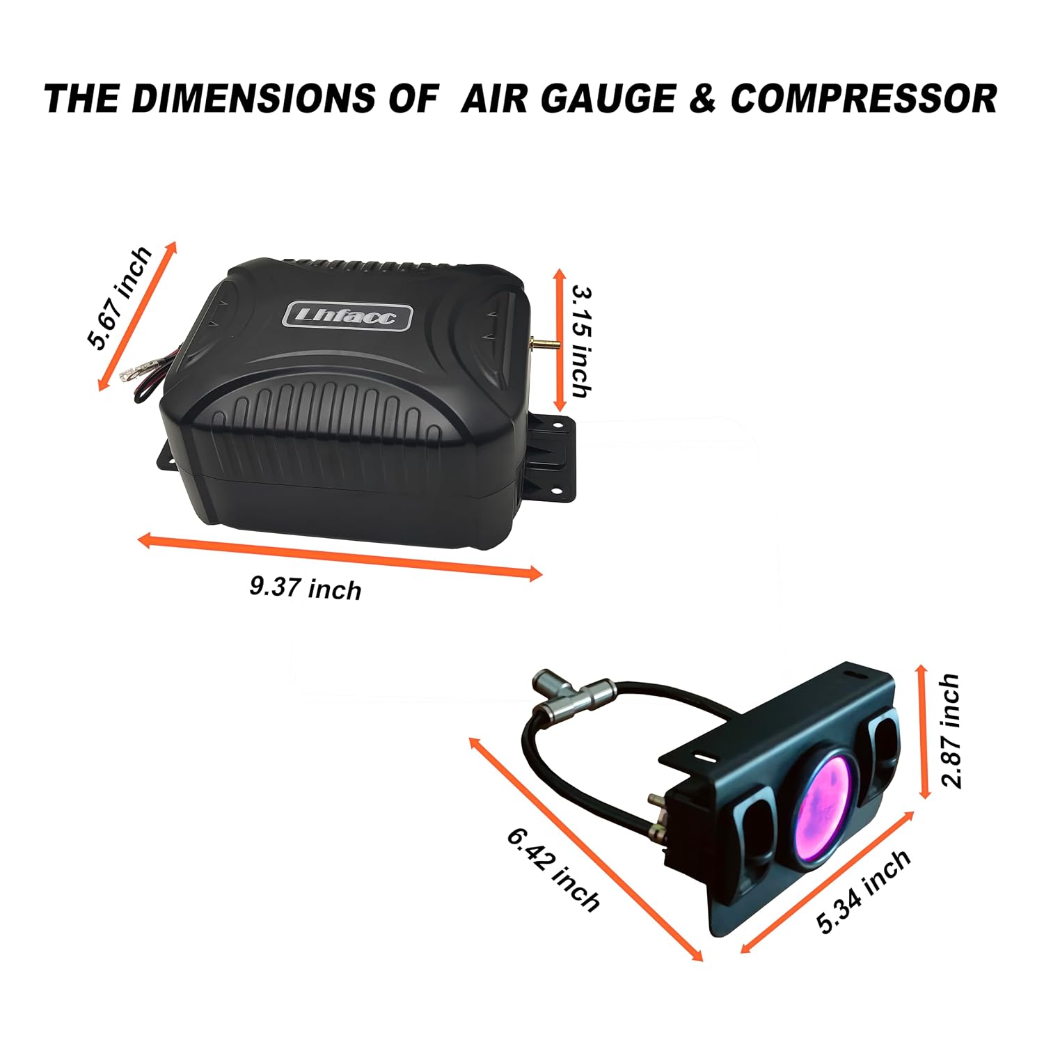 On Board Air Compressor System Air Pump System with Digital Dual Path Air Gauge Paddle Valve Gauge Air Line T Fittings for Trucks Vans (Red)