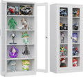 Metal Storage Cabinet with Lock and Glass Doors,71' Tall Glass Display Cabinet,White Storage Cabinets,Locking Curio Cabinets with 5 Shelves for Collectibles,Home,Office,Living Room