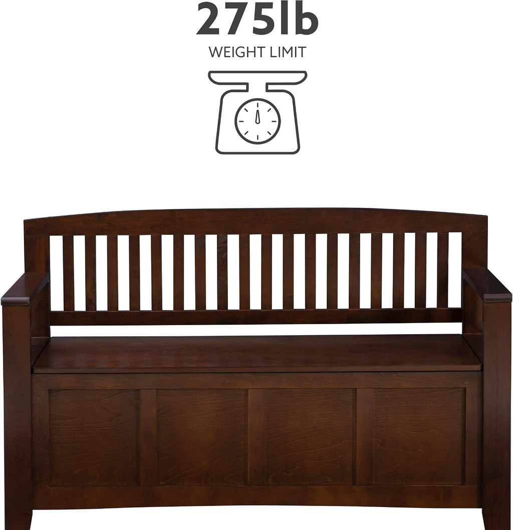 Linon Home Dcor Linon Home Decor Cynthia Storage Bench, 50'w x 17.25'd x 32'h, Walnut