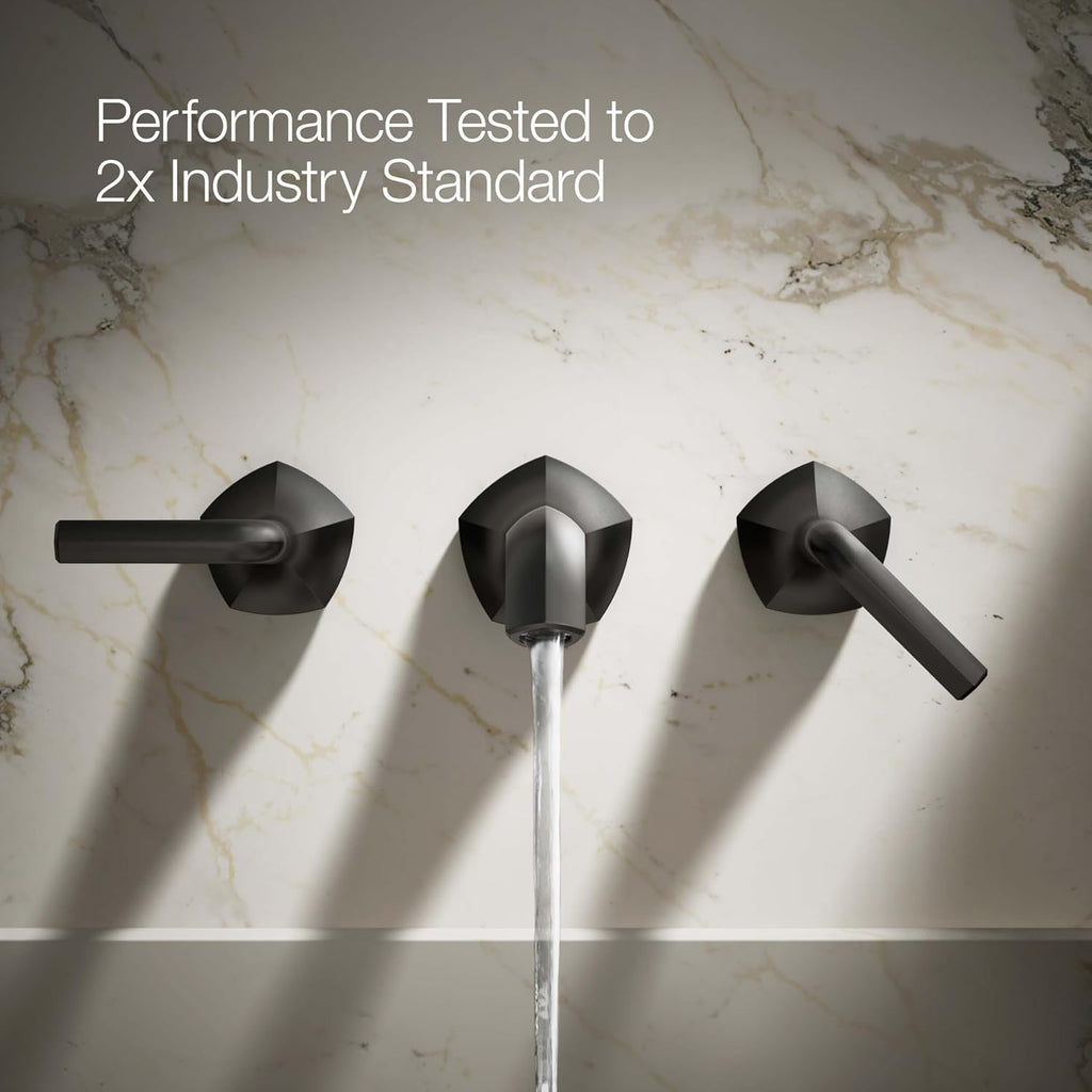 KOHLER T27013-4-BL Occasion Wall-Mount Bathroom Sink Faucet Lever Handle Trim in Matte Black