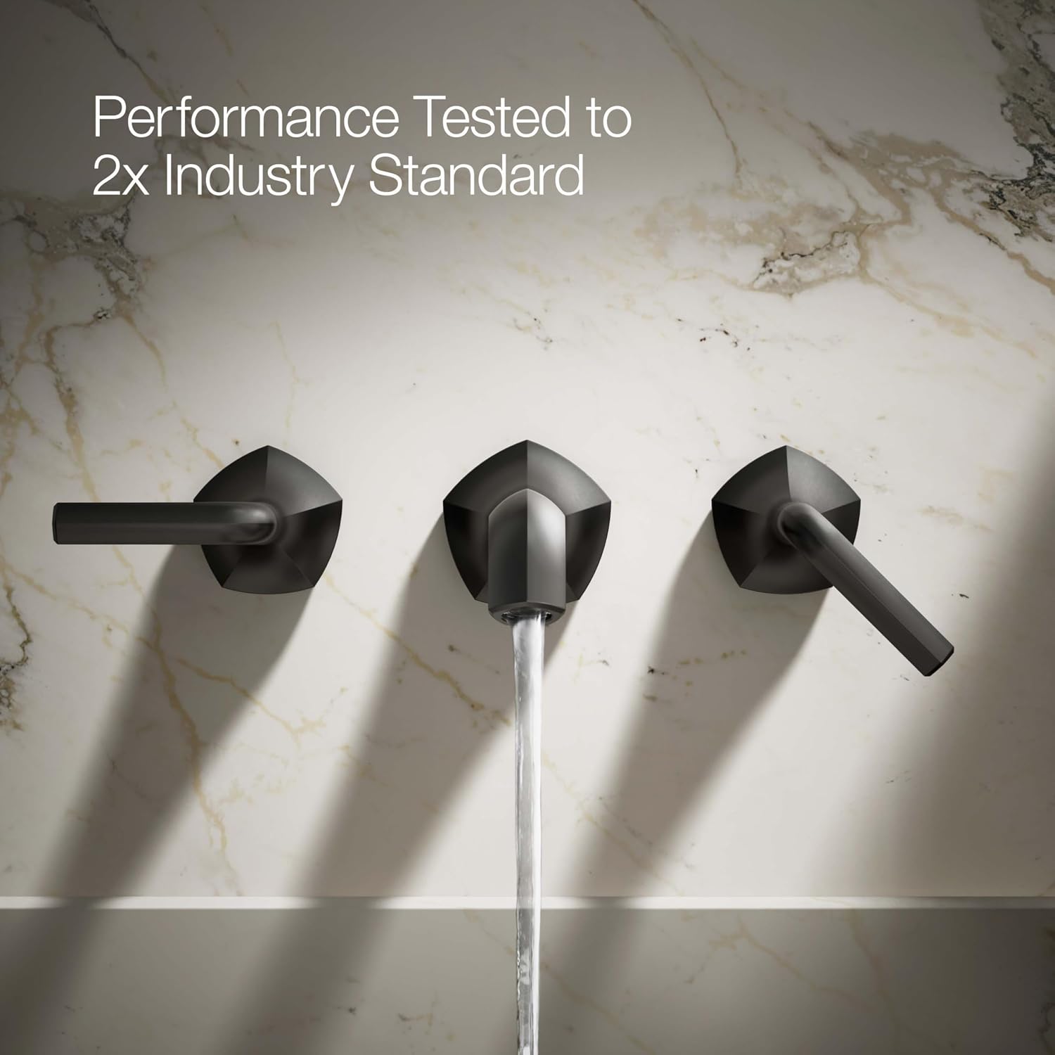 KOHLER T27013-4-BL Occasion Wall-Mount Bathroom Sink Faucet Lever Handle Trim in Matte Black