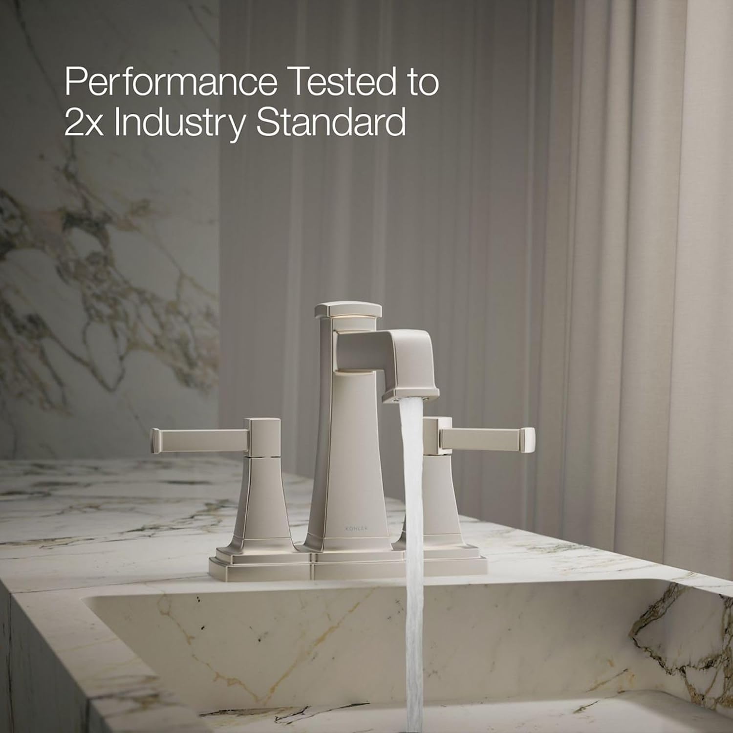 Kohler K-27398-4K-BN Riff Centerset Bathroom Sink Faucet, 1.0 gpm, Vibrant Brushed Nickel