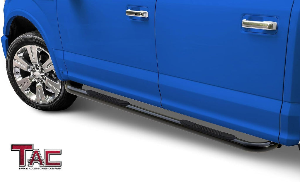 TAC Side Steps Compatible with 2001-2003 Ford F150|2004 F150 Heritage SuperCrew Cab 4 Door Pickup Truck 3' Black Side Bars Nerf Bars Step Rails Running Boards Off Road Exterior Accessories 2 Pieces