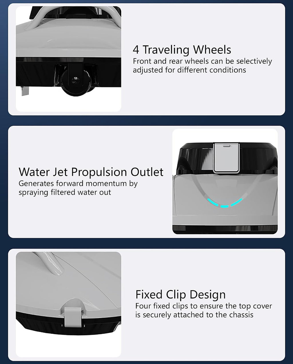 Pool Surface Skimmer Cleaner, Powerful Suction Robotic Pool Cleaner, Cordless Design, Automatic Pool Vacuum Robot for Inground Pools