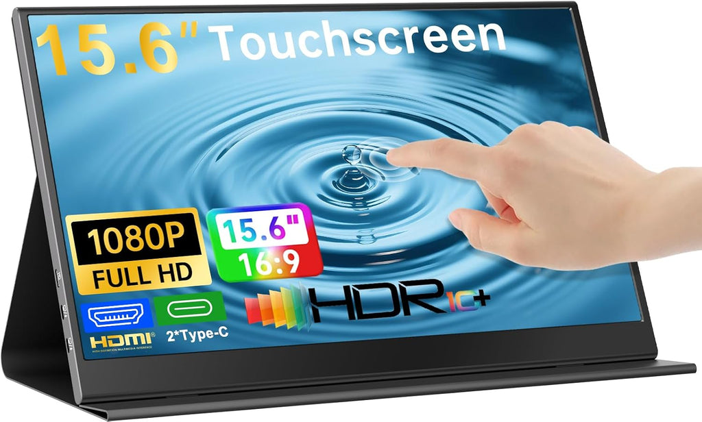 UFYQL Touchscreen Portable Monitor 15.6-Inch, 1080P FHD IPS Display with Magnetic Case, HDMI & USB-C Plug&-Play, Laptop External Monitor for Laptop, MacBook，PC