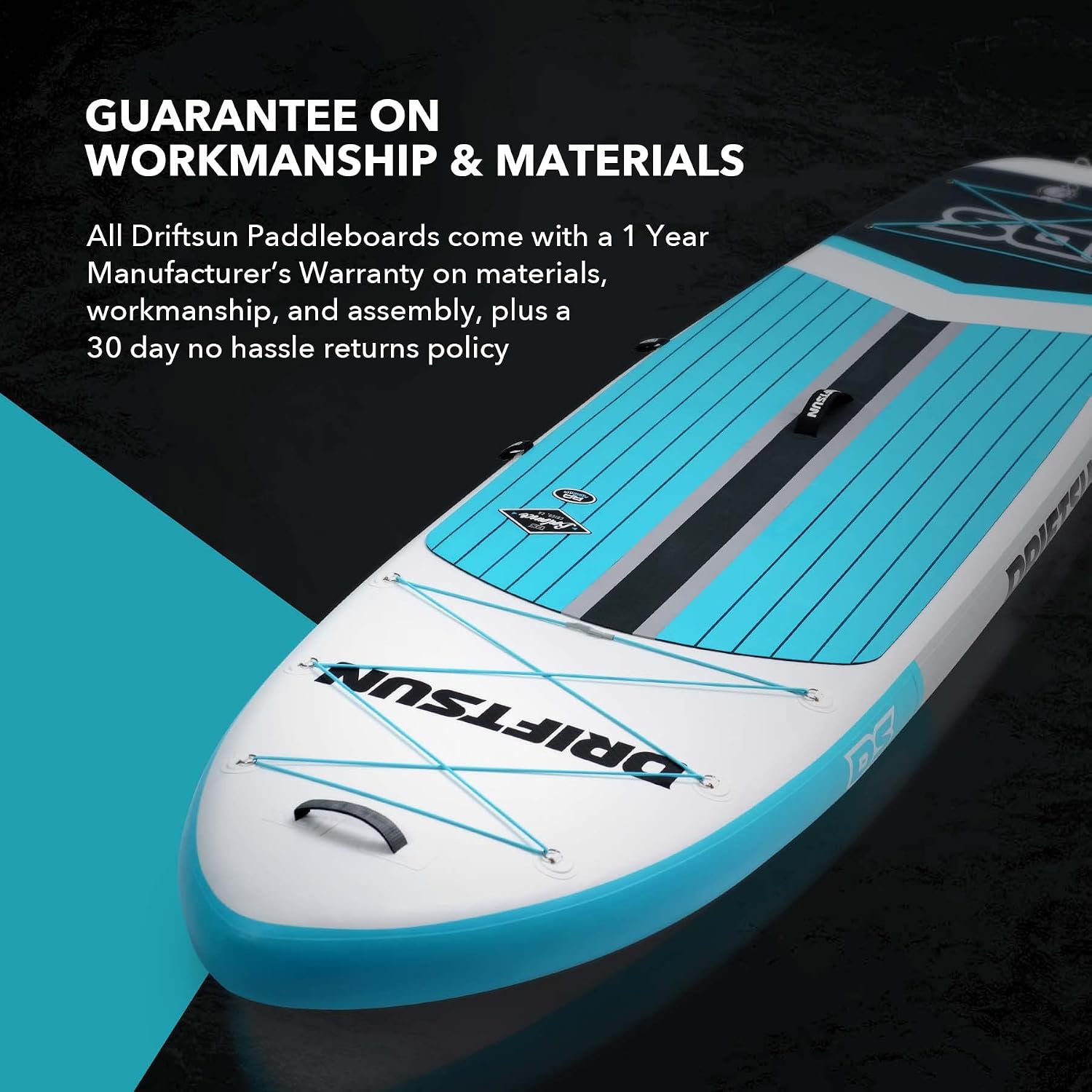 Driftsun Inflatable Stand Up Paddle Board - Extra Wide 11ft x 36in x 6in ISUP Package, Travel Backpack, Paddle, Hand Pump, Ankle Leash, Removable Fin, Youth & Adult SUP