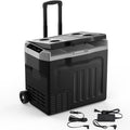 Kndko 12 Volt Car Refrigerator, 42 Quart Dual-Zone Portable Electric Cooler, Large Car Fridge with 12V/24V DC/100-240V AC Charger, -4℉~68℉, 12v Cooler with Wheels& Baskets for Road Trip, Camping