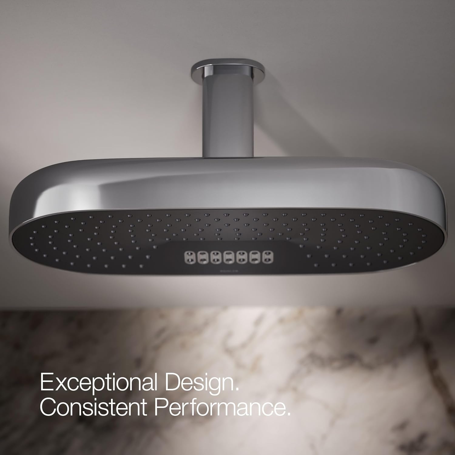 Kohler 26297-CP Statement® Oblong 18' two-function rainhead, 2.5 gpm, Polished Chrome