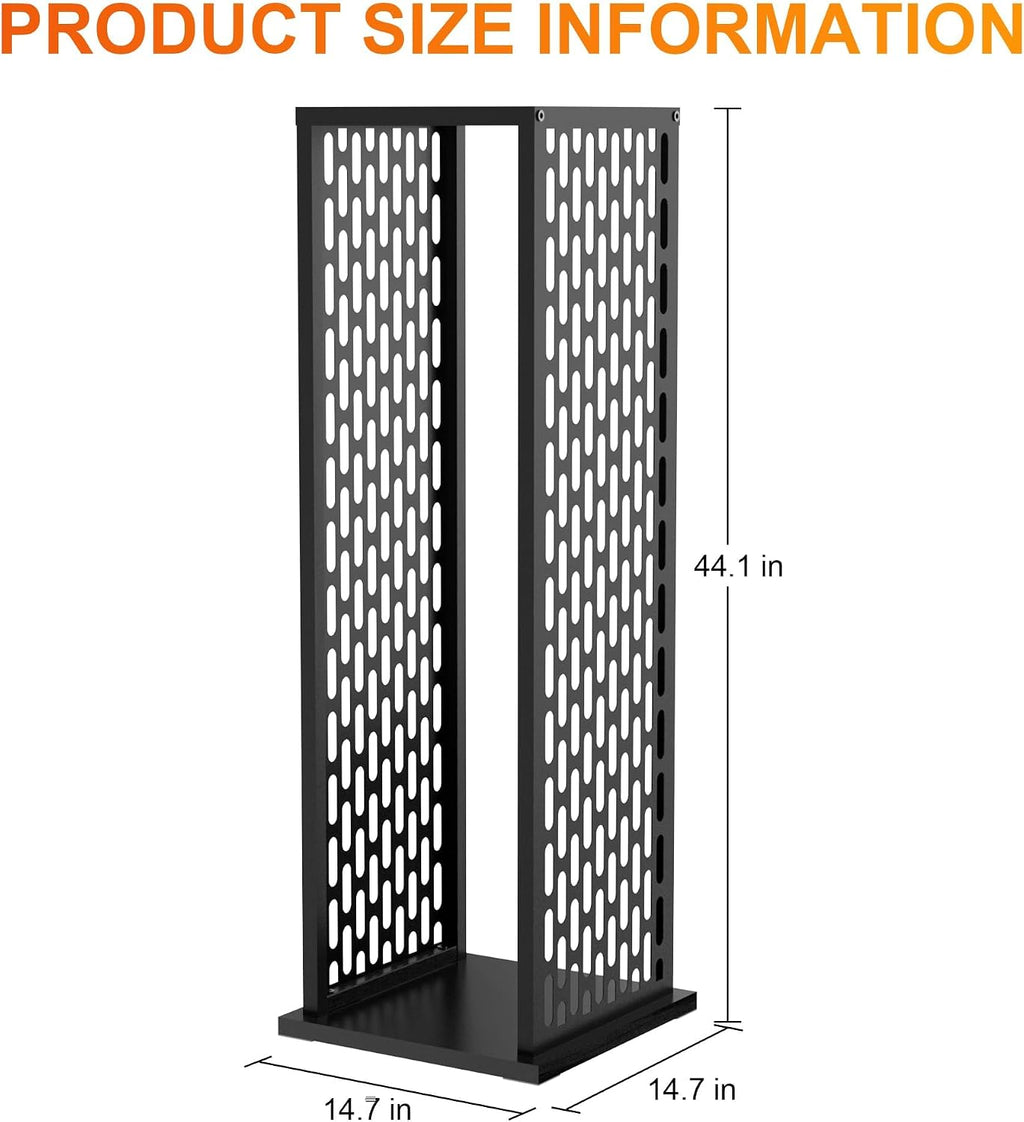 4ft Firewood Rack, Wood Stacker Firewood Outdoor, Black Metal, 1000 lbs Capacity, Indoor Decorative Wood Holder for Woodshed, Storeroom, Patio, Basement (Ellipticalhole)