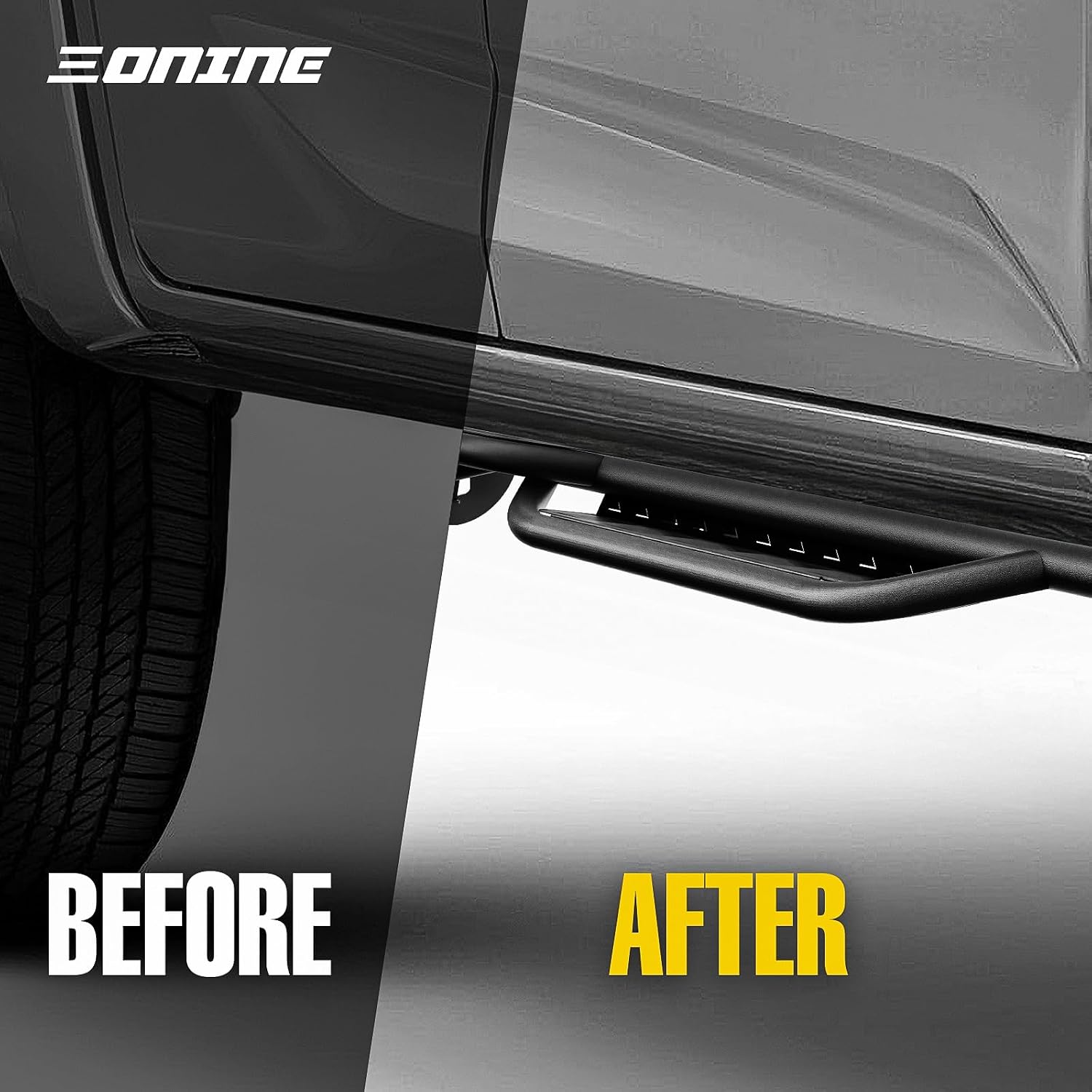 ONINE Running Boards Custom Fit 2019-2026 Chevy Silverado/GMC Sierra 1500 & 2020-2026 Chevy Silverado/GMC Sierra 2500HD/3500HD Crew Cab Side Steps Rock Silders, Tri-Step Textured Black