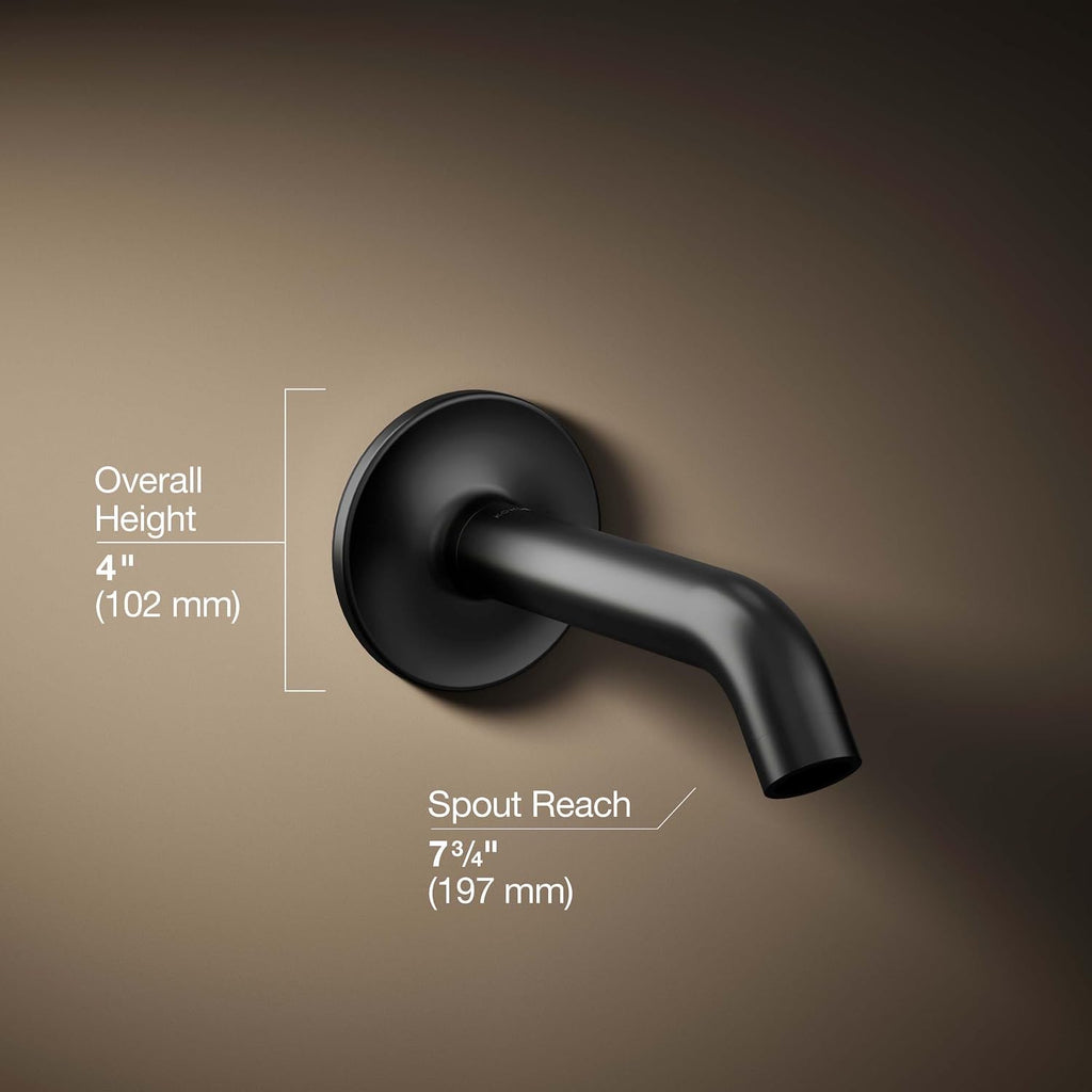 Kohler 14426-BL Purist® Wall-Mount 35 Degree Bath spout, 2.5 gpm, Matte Black
