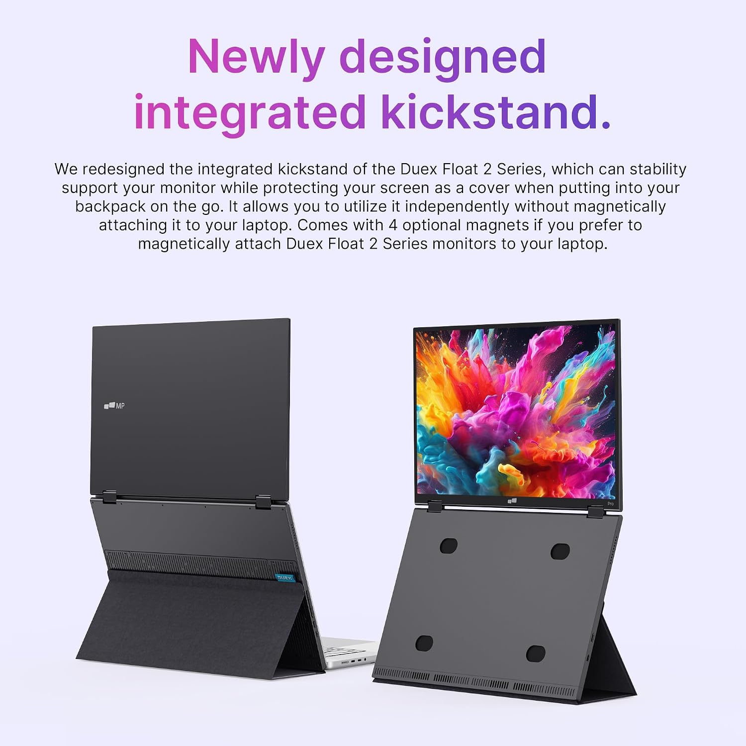 Mobile Pixels Duex Float 2 Pro 16' 2.5K Portable Monitor for Laptop, Built-in Kickstand & Speakers Ultra-Thin Laptop Screen Extender | USB-C & HDMI | Plug & Play for Windows, MacOS, Switch, Android