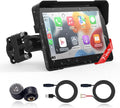 Wireless Motorcycle Apple Carplay,7 Inch Portable Motor GPS Navigation with Apple Carplay & Android Auto,Siri & Google Assistant, Anti-Glare/Bluetooth 5.2/TMPS/Voice Control/ IP69K Waterproof