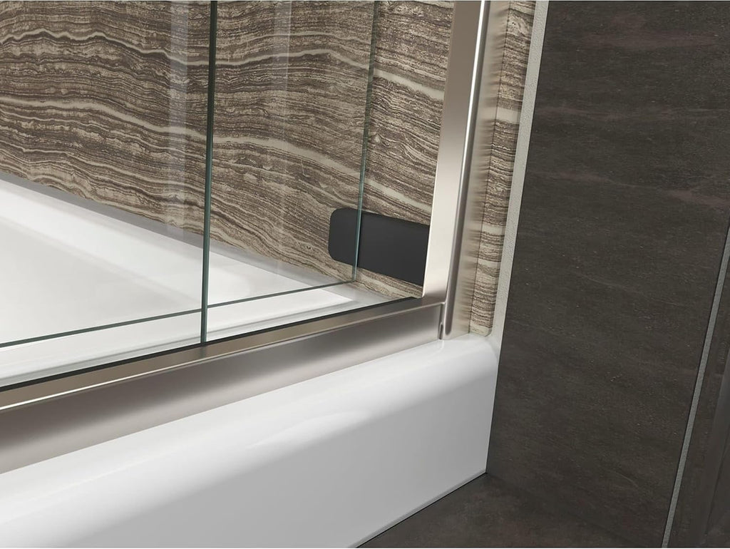 KOHLER Levity Sliding shower door, 74-in H x 56-5/8-59-5/8-in W, with 1/4-in thick Crystal Clear glass