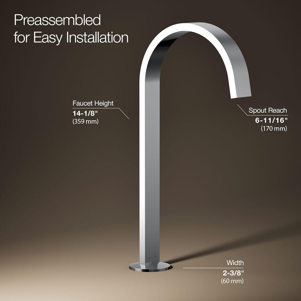 Kohler 77966-CP Components® Bathroom Sink Faucet spout with Ribbon Design, 1.2 gpm, Polished Chrome