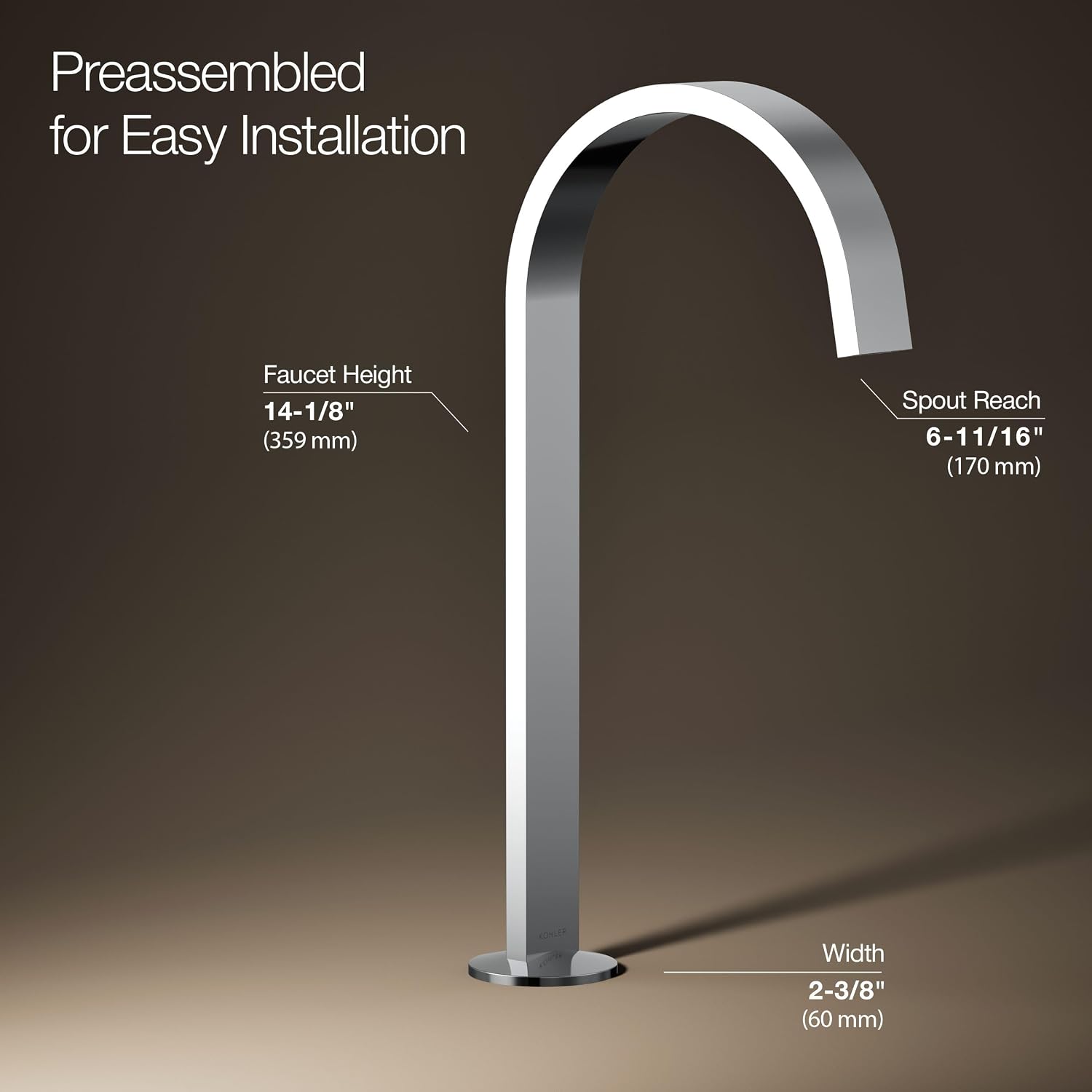 Kohler 77966-CP Components® Bathroom Sink Faucet spout with Ribbon Design, 1.2 gpm, Polished Chrome