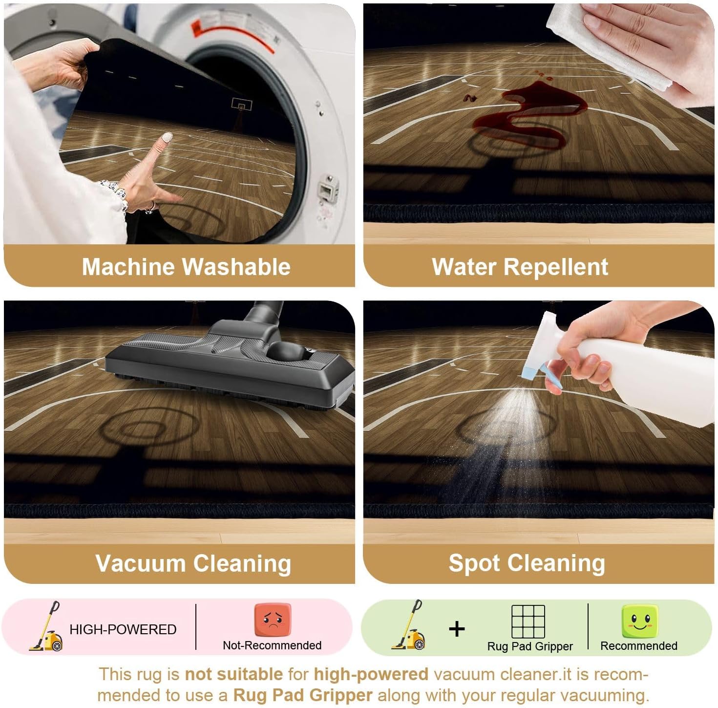 8x10 Area Rugs for Bedroom Boho Washable Rug for Living Room Basketball Carpet for Dining Room Soft Rubber Backed Non-Slip Carpets for Bedroom Office