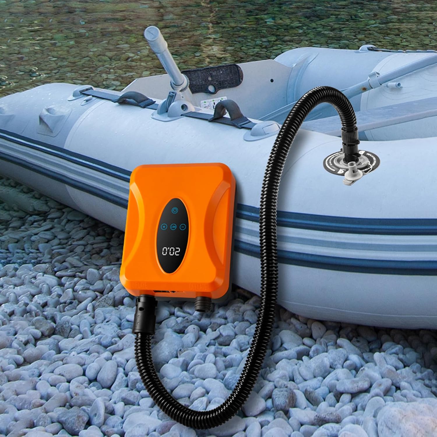FLEXMAN 20PSI 12V Paddle Board Pump Electric Portable, Rechargeable Touchscreen Control with LED Light Inflator and Deflator for Paddle Board