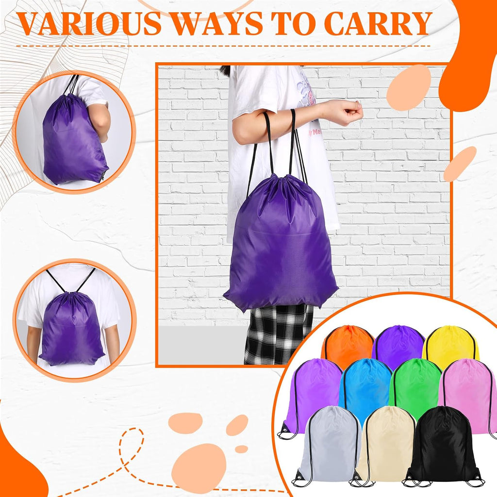 Sweetude 600 Pcs Drawstring Backpack Bulk Draw String Bags Gym Bag Sport Storage Sack Pack Nylon Cinch Tote for Women Men Homeless Adult Team Building Outdoor Travel Party