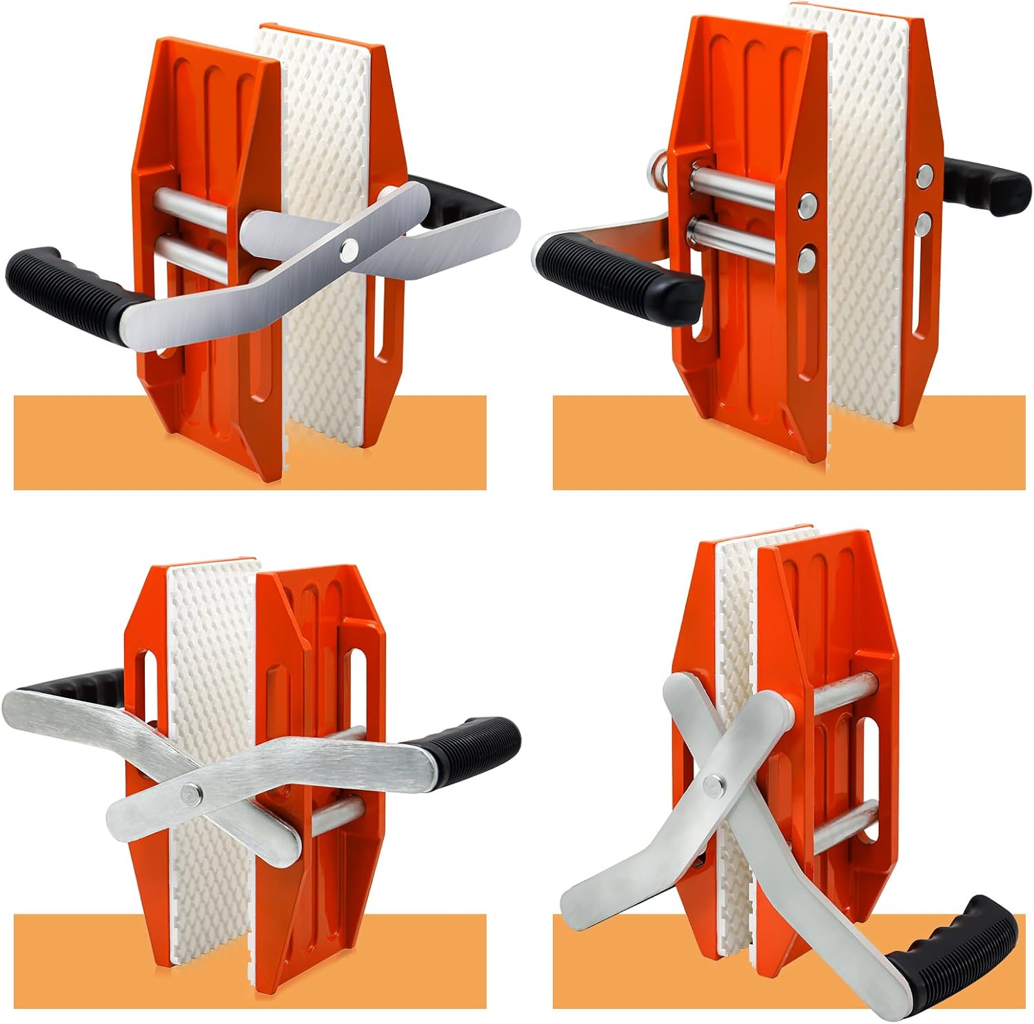 2 PACK Granite Carrying Clamps with White Rubber-lined, Double Handed Stone Panel Carry Lifter Tools, Heavy Duty lifting clamps for Marble, Glass, Slabs and Plywood