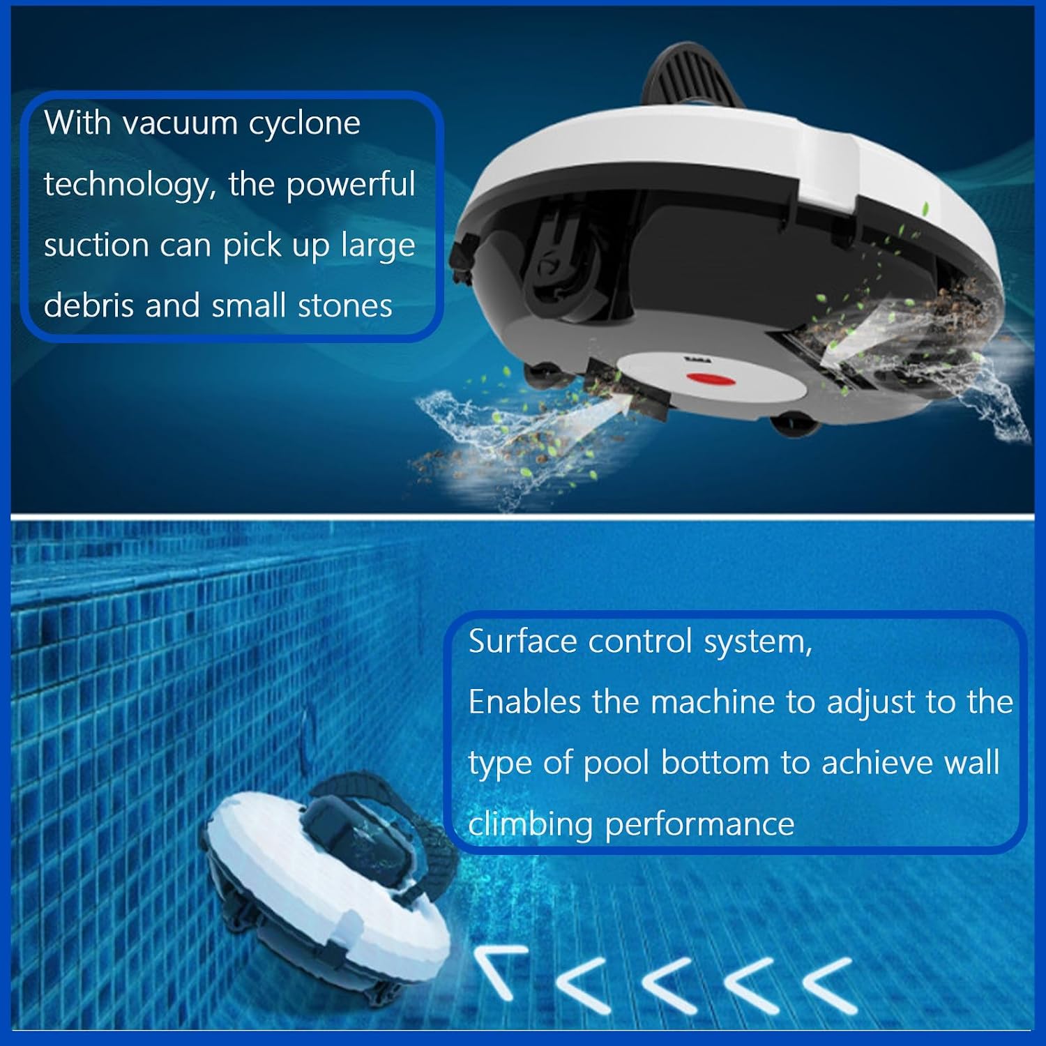 Cordless Automatic Pool Cleaner, Cordless Pool Vacuum Robot,Fully Automatic Pool Cleaning Robot, Pool Vacuum, 180μm Fine Filter, Self-Parking, 120 Mins Runtime