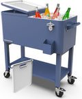 Permasteel Party Cooler with Divider, Removable Basin, Spacious 80-Qt Capacity, Chills 36hrs, Serving Tray, Rolling Ice Chest for Indoor & Outdoor
