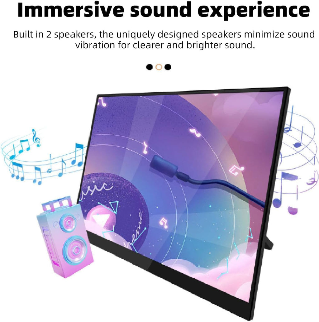 18.5in Computer Display, 1920X1080 120Hz Laptop Screen Extender with 2 Type C and Mini HD Display Ports, with Speakers, for Switch Gaming Consoles PC