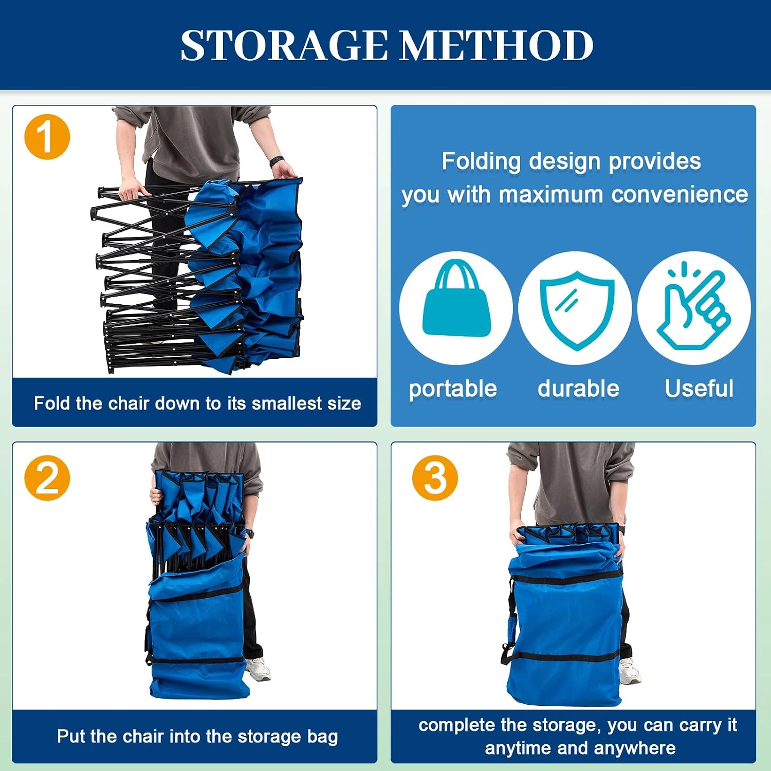 Kigley 6 Seats Folding Soccer Bench Chair Portable Team Sports Sideline Bench for Football Camp Travel Events Outdoor Seating with Storage Bag(Blue)
