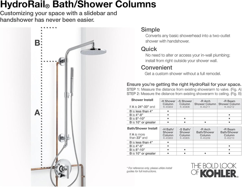 KOHLER 45906-BL HydroRail-S Shower Column, Matte Black