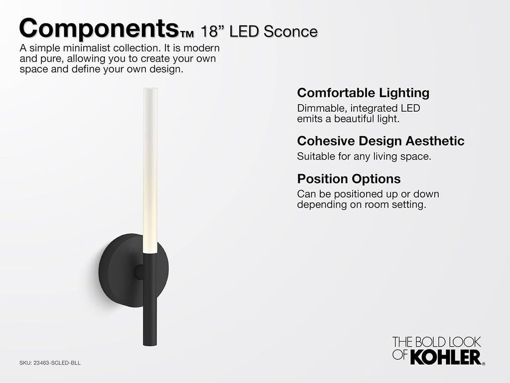 Kohler Lighting 23463-SCLED Components 18' Tall LED Bathroom Sconce - Brushed Nickel
